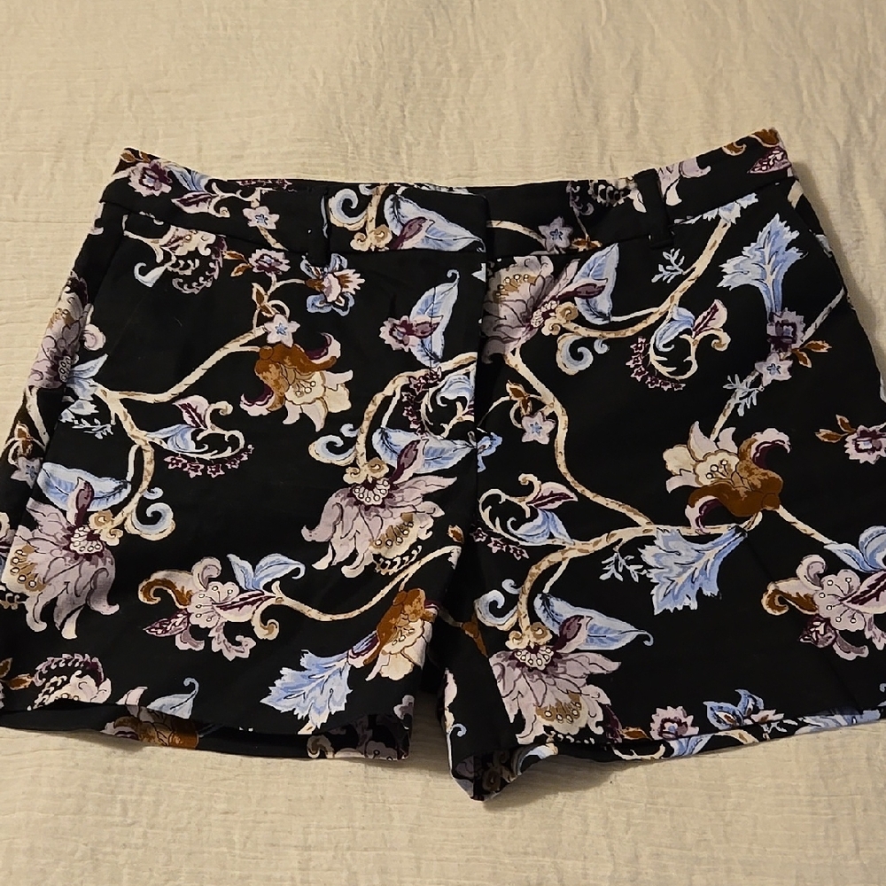 White House Black Market Purple and Black Bermuda Shorts